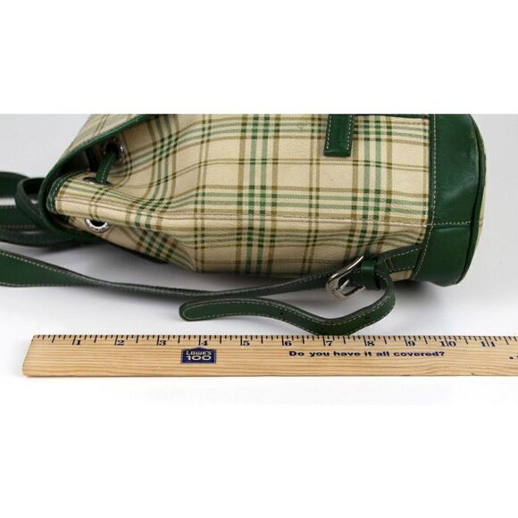 Bean Pole PLAID BEIGE GREEN GENUINE LEATHER FLAP SHOULDER BAG BACKPACK HANDBAG - Picture 16 of 16